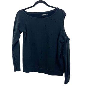 Michael Lauren Ventura Pullover Sweatshirt Black Holes Distressed - Size‎ Small
